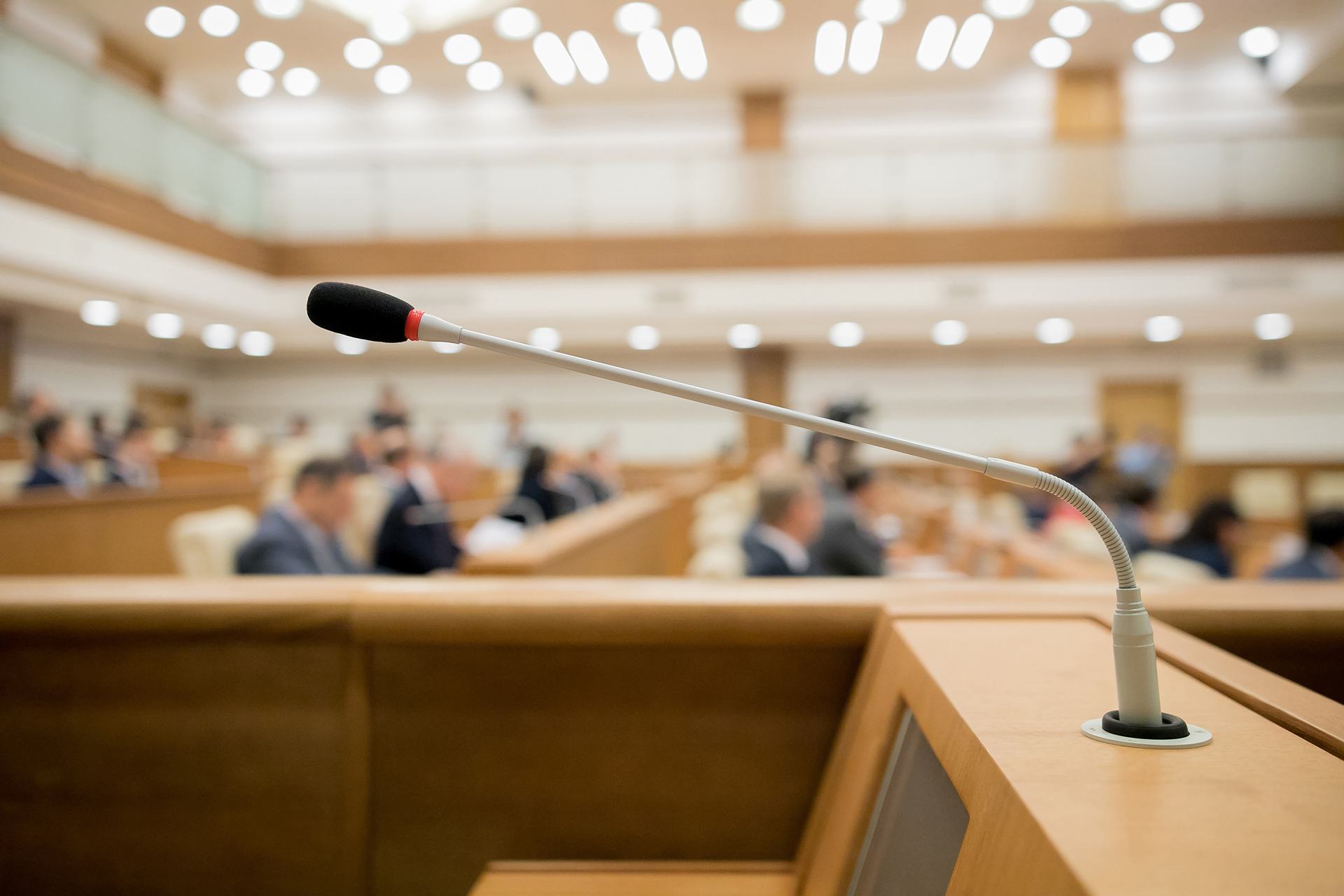 Microphone in a local government meeting